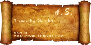 Aradszky Sándor névjegykártya
